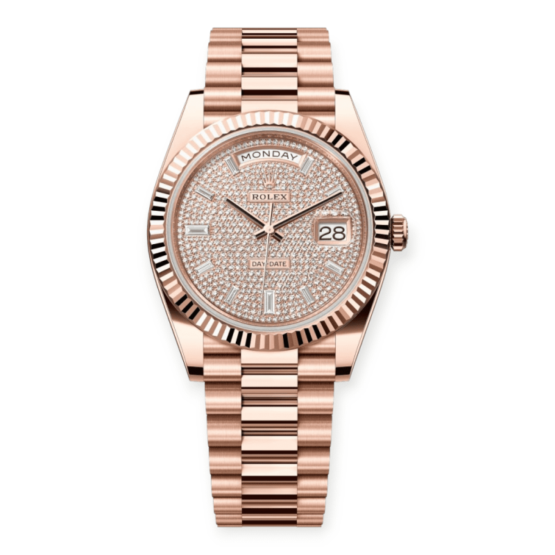 Pre-Owned Rolex Day-Date Rose Gold 40mm Paved Diamond Dial 228235-0036