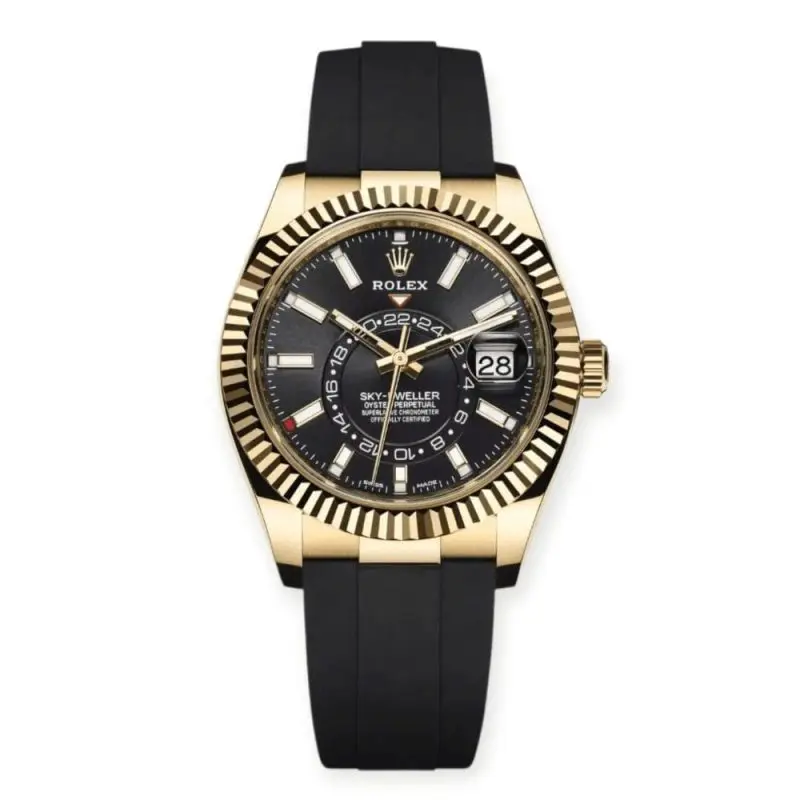 Pre-Owned Rolex Sky-Dweller Yellow Gold 42mm Black Index Dial 326238