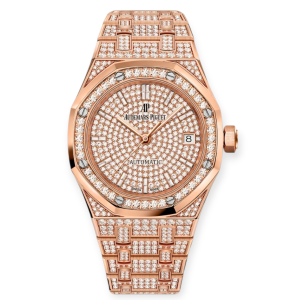 Pre-owned Audemars Piguet Royal Oak Full Baguette RoseGold 37mm 15452OR.ZZ.1258OR.02