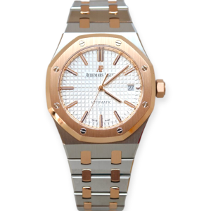 Pre-owned Audemars Piguet Royal Oak Steel & RoseGold 37mm White Dial 15450SR.OO.1256SR.01