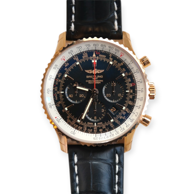 Pre-Owned Breitling Chronograph Navitimer 01 Rose Gold 46mm RB0127E6/BF16