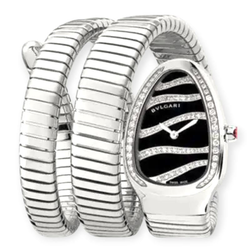 Pre-Owned Bvlgari Serpenti  Double Spiral Black Laquered 35mm 102441
