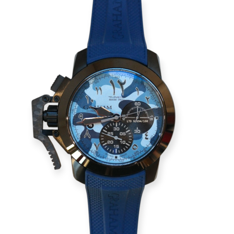 Pre-Owned Graham Chronofighter Oversize Arrow Ocean Blue Camouflage 2CCAU.U02A.K96N