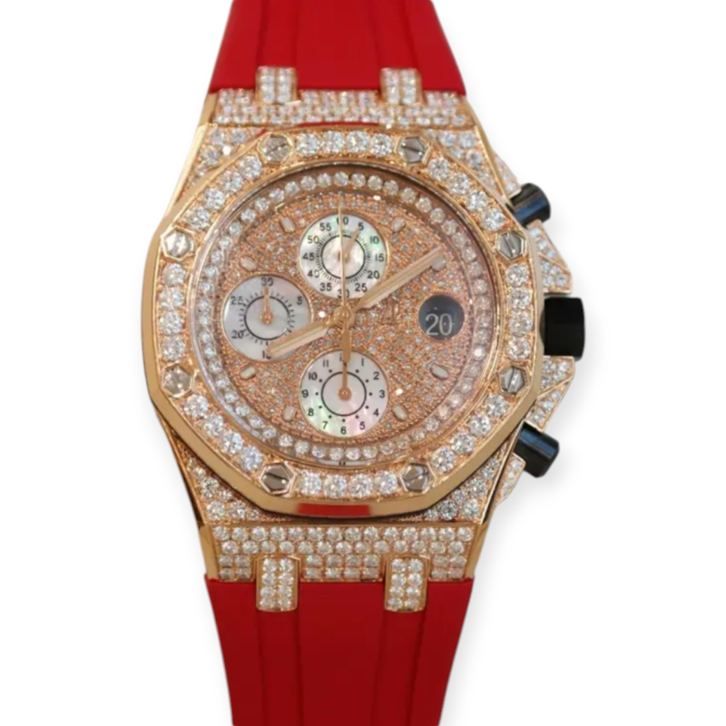 Pre-Owned Audemars Piguet Offshore Rose Gold 42mm Paved-Diamonds Afterset 26470OR.OO.A125CR.01