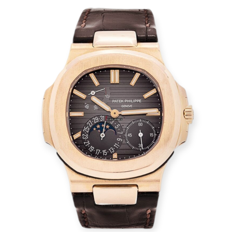 Pre-owned Patek Philippe Nautilus Rose & White Gold 40mm Moon Phases 5712GR-001 (Discontinued)