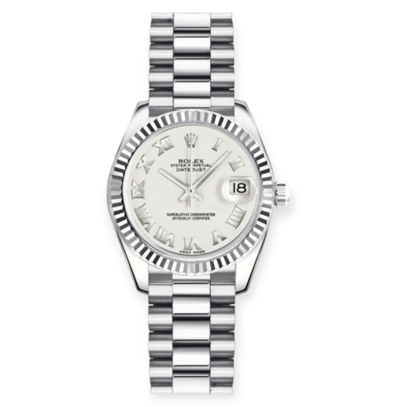 Pre-Owned Rolex DateJust White Gold  White Roman Dial 26mm President 179179