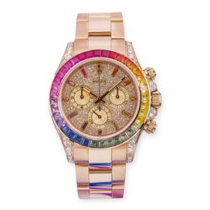 Pre-Owned Rolex Daytona Rose Gold 40mm Rainbow Paved-Diamonds Afterset 116505