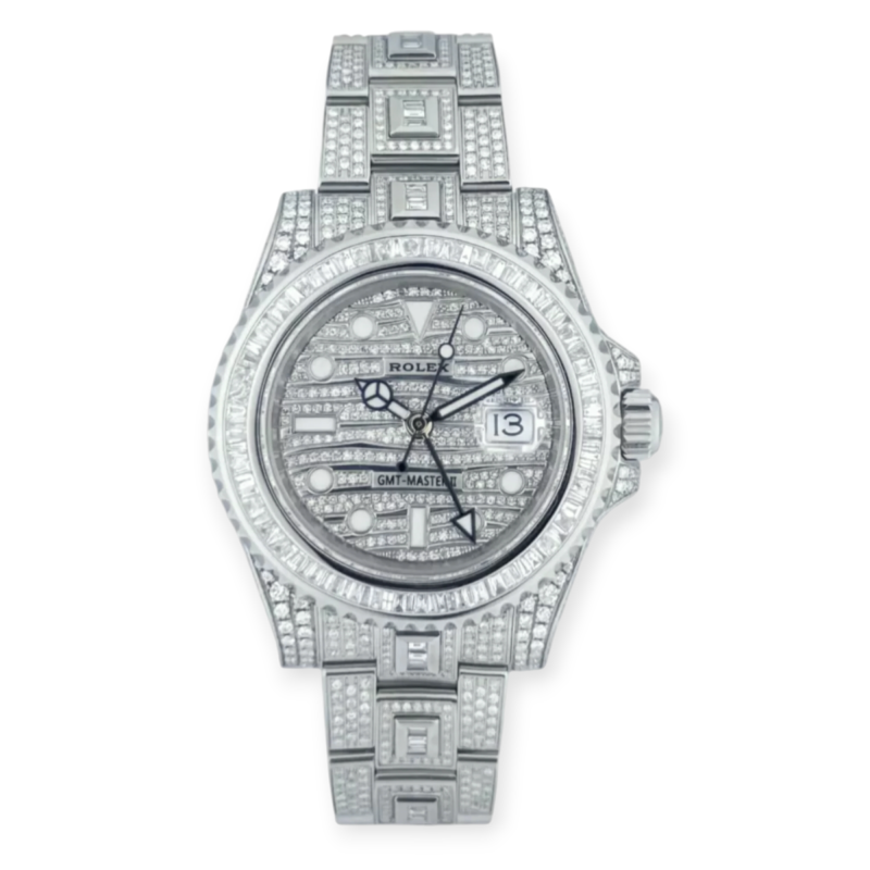 Pre-Owned Rolex GMT-Master II 40mm 116710LN Stainless Steel Diamonds AfterSet