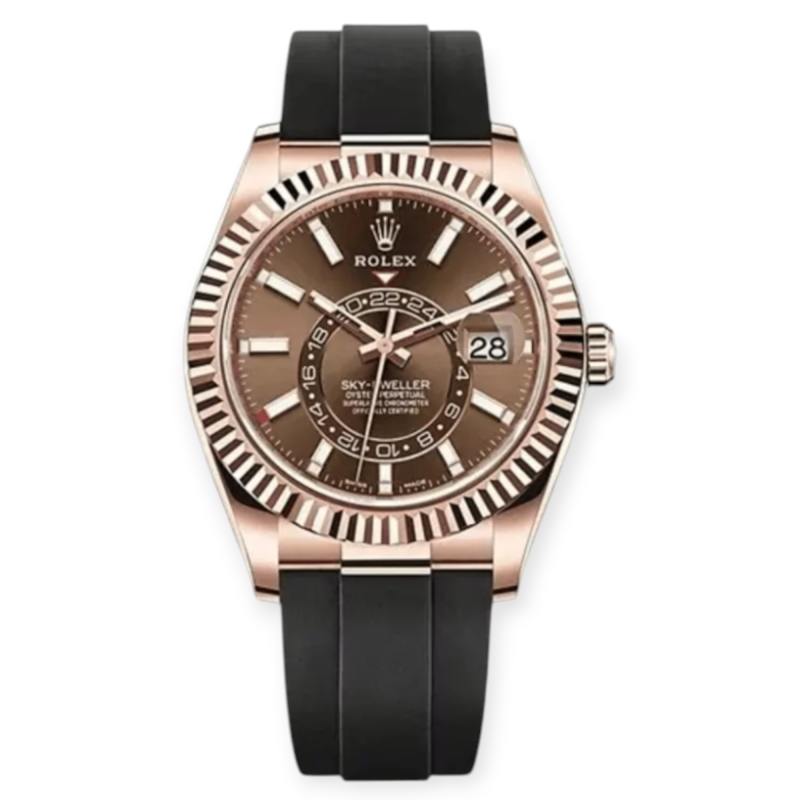 Pre-Owned Rolex Sky-Dweller 42mm Everosegold Oysterflex 326235