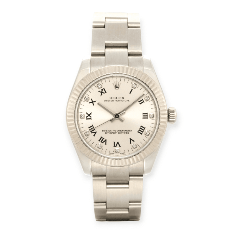 Pre-Owned Rolex Osyter Perpetual 31mm Rhodium Diamond Dial 177234