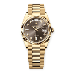 Pre-Owned Rolex Day-Date Yellow Gold 36mm Dark Grey Diamond-Set Dial President 128238-0022
