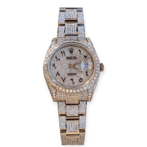Pre-Owned Rolex DateJust Stainless Steel 41mm Paved Diamond Arabic Dial Afterset 126300