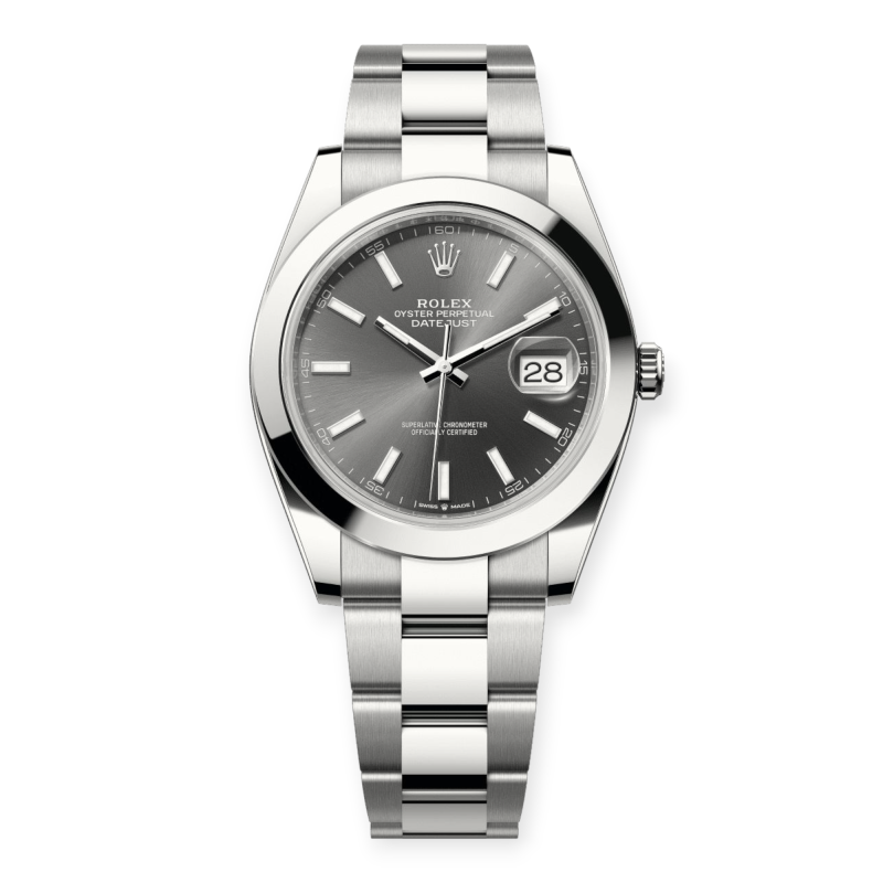 Pre-Owned Rolex DateJust 41mm Rhodium Index Dial Smooth Bezel Oyster 126300-0007