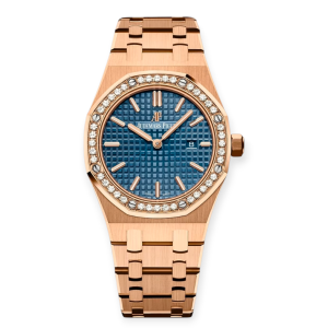 Pre-owned Audemars Piguet Royal Oak 33mm Rose Gold Diamond Bezel 67651OR.ZZ.1261OR.02
