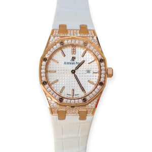 Pre-owned Audemars Piguet Royal Oak Rose Gold 33mm Diamond Bezel  67652OR.ZZ.D011CR.01