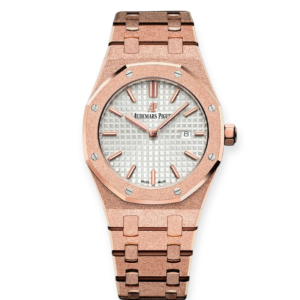 Pre-owned Audemars Piguet Royal Oak 33mm Frosted Rose Gold White Dial 67653OR.GG.1263OR.01
