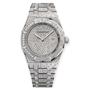 Pre-owned Audemars Piguet Royal Oak White Gold 33mm Scattered Diamonds  67654BC.ZZ.1264BC.01