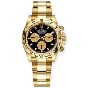 Pre-owned Rolex Cosmograph Daytona Yellow Gold 40mm Intense Black Dial Champagne Counters 116508