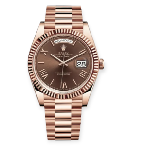 Pre-Owned Rolex Day-Date Rose Gold 40mm Choco-Roman Dial 228235
