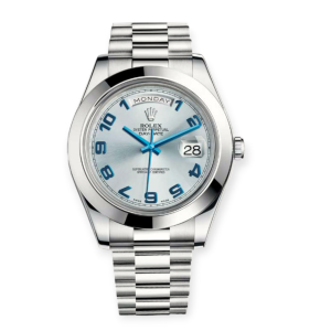 Pre-owned Rolex Day-Date 41mm Platinum Ice Blue Arabic Dial 218206