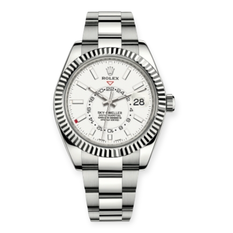 Pre-owned Rolex Sky-Dweller 42mm Oystersteel White-Index Dial 326934