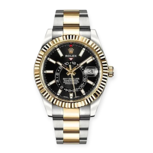 Pre-owned Rolex Sky-Dweller Black Index-Dial 42mm Steel & Yellow Gold 326933