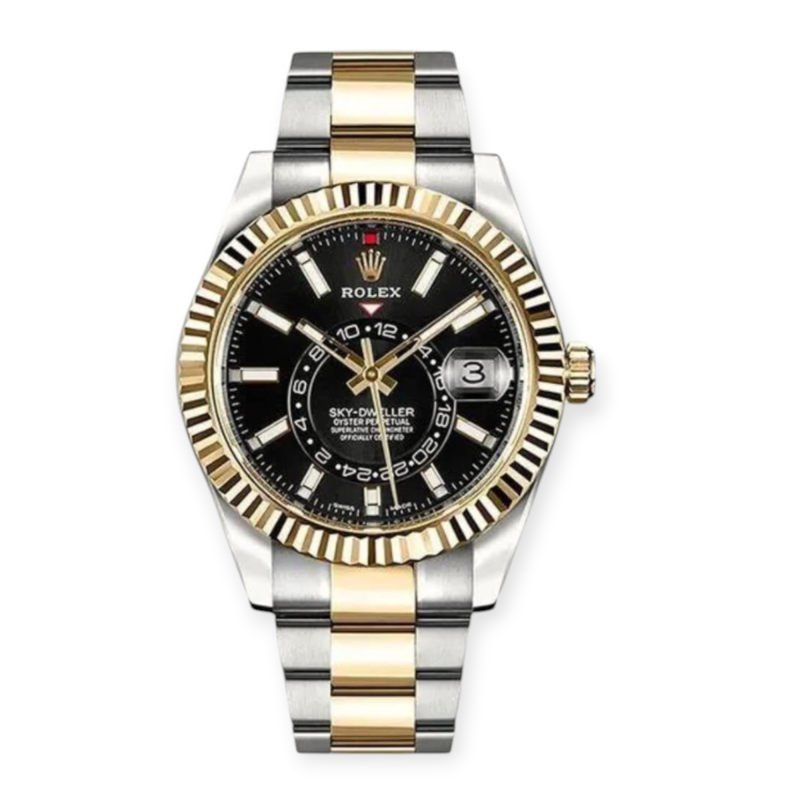 Pre-owned Rolex Sky-Dweller Black Index-Dial 42mm Steel & Yellow Gold 326933