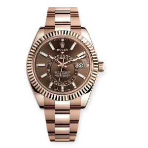Pre-owned Rolex Sky-Dweller Choco-Index Dial Rose Gold 42mm 326935