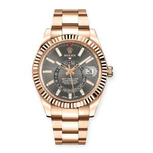 Pre-owned Rolex Sky-Dweller Rose Gold 42mm Gray-Index Dial 326935