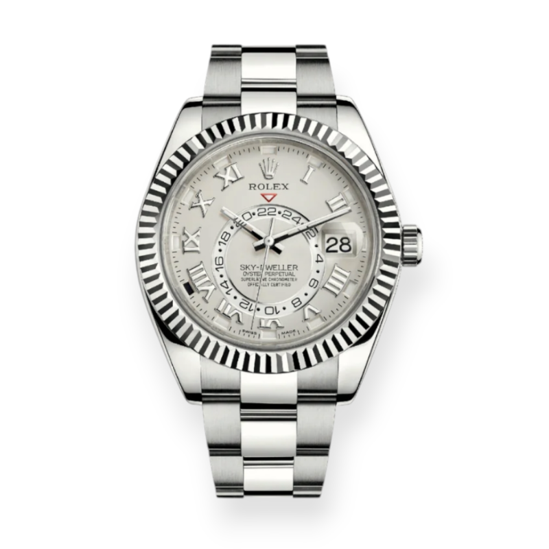Pre-owned Rolex Sky-Dweller White Gold 42mm White Roman Numeral 326939
