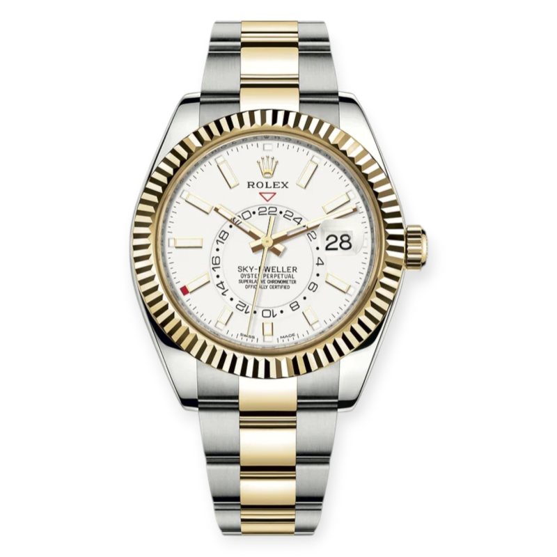 Pre-owned Rolex Sky-Dweller White-Index Dial 42mm Steel & Yellow Gold 326933
