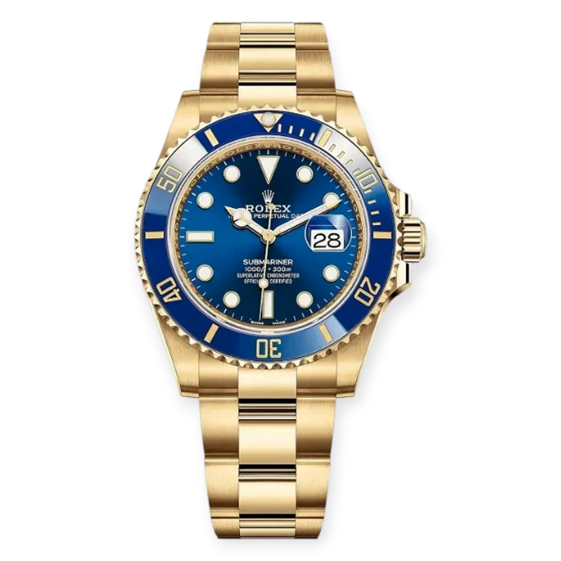 Pre-owned Rolex Submariner 40mm Yellow Gold Osyter Blue Dial 116618LB
