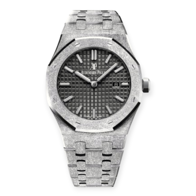 Pre-owned Audemars Piguet Royal Oak 33mm Frosted White Gold Black Dial 67653BC.GG.1263BC.02