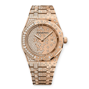 Pre-owned Audemars Piguet Royal Oak Rose Gold 33mm Scattered Diamonds  67654OR.ZZ.1264OR.01