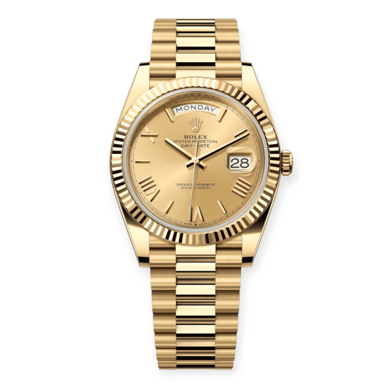 Pre-Owned Rolex Day-Date 40mm Yellow Gold Champagne Roman Dial 228238
