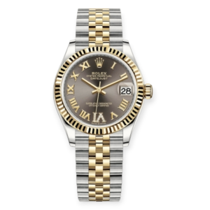 Pre-owned Rolex DateJust Steel & Yellow Gold 31mm Dark Gray Roman Dial Jubilee 278273-0018