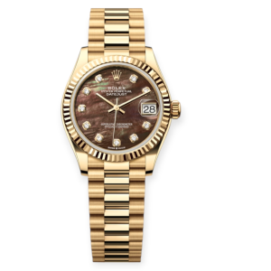 Pre-owned Rolex DateJust Yellow Gold 31mm Mother-Of-Pearl Diamond Dial President Bracelet 278278