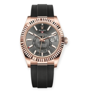 Pre-Owned Rolex Sky-Dweller 42mm Everosegold Gray Index Dial Oysterflex 326235
