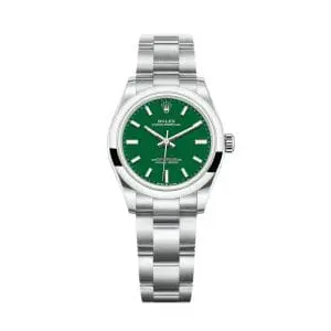 Pre-owned Rolex Oyster Perpetual 31mm Steel Green Index Dial 277200