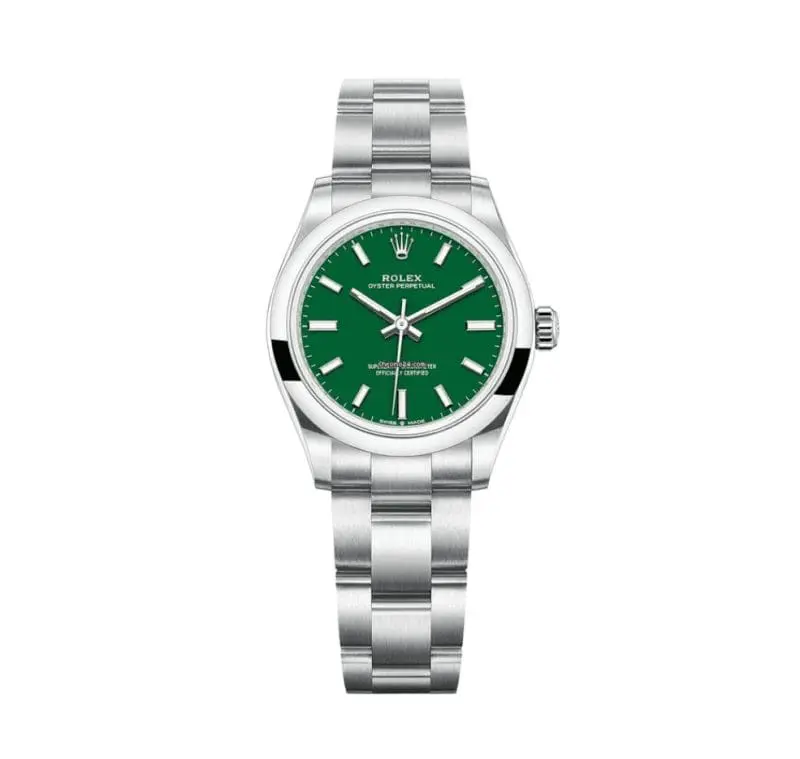 Pre-owned Rolex Oyster Perpetual 31mm Steel Green Index Dial 277200