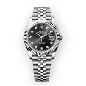 Pre-owned Rolex DateJust Full Steel 41mm Black Diamond Dial Jubilee 126334