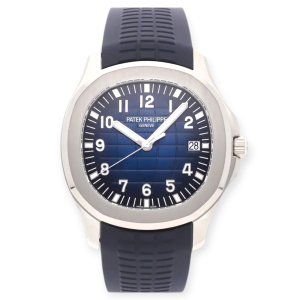 Pre-owned Patek Philippe Aquanaut Jumbo White Gold 42.2mm Blue 5168-001
