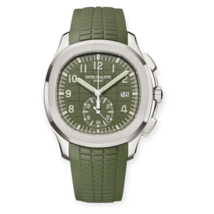 Pre-owned Patek Philippe Aquanaut Travel Time White Gold 42.2mm Khaki-Green 5968G