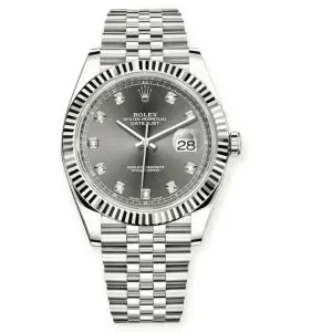 Pre-owned Rolex DateJust Full Steel 41mm Gray Diamond Dial Jubilee 126334