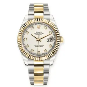 Pre-owned Rolex DateJust II 41mm Steel & Yellow Gold Ivory Diamond Dial Oyster 116333