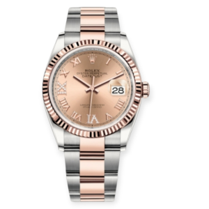 Pre-Owned Rolex DateJust Steel & Rose Gold 36mm Pink Roman Dial w/ VI & IX - Diamonds 126231