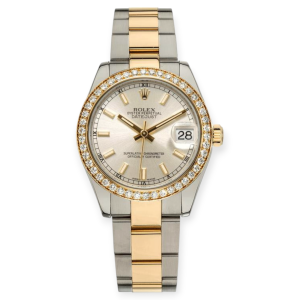 Pre-Owned Rolex DateJust Steel & Yellow Gold 31mm Silver Index Diamond Bezel 178383