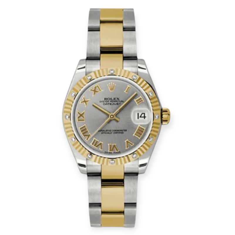 Pre-Owned Rolex DateJust Steel & Yellow Gold 31mm Silver Roman Dial VI-Diamonds 178313