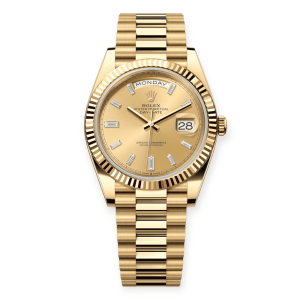 Pre-Owned Rolex Day-Date 40mm Yellow Gold Champagne Baguette Dial President 228238