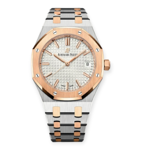 Pre-owned Audemars Piguet Royal Oak 34mm Steel & Rose Gold Silver Dial 77350SR.OO.1261SR.01